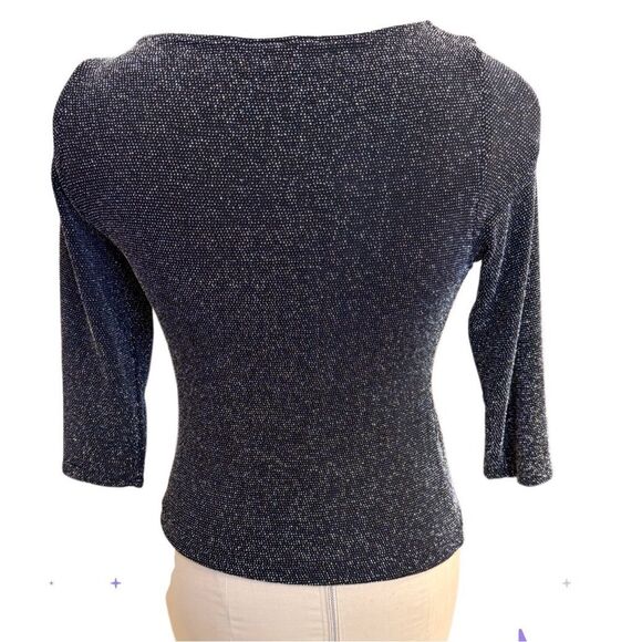 Xscape Sparkle Top Black Medium  3/4 Sleeves Pullover Occasion Party NYE - Picture 3 of 11